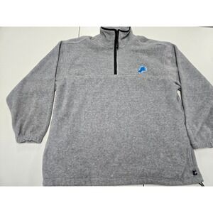 Pro Player Detroit Lions Quarter Zip Fleece Pullover Mens Large Gray NFL